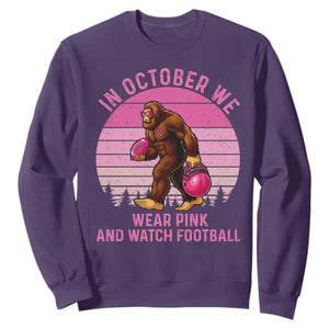 In October We Wear Pink Football Sweatshirt Support Breast Cancer Awareness TS12 Purple Print Your Wear