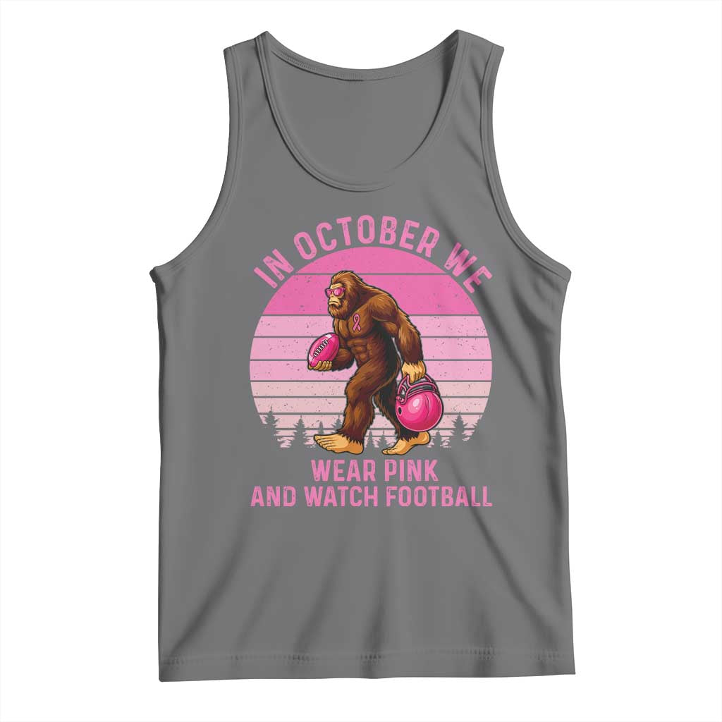 In October We Wear Pink Football Tank Top Support Breast Cancer Awareness TS12 Black Heather Print Your Wear