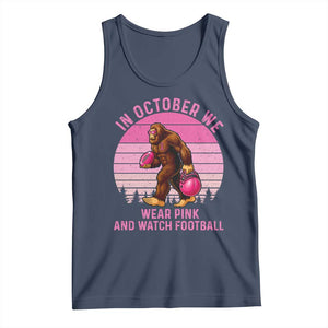 In October We Wear Pink Football Tank Top Support Breast Cancer Awareness TS12 Navy Print Your Wear