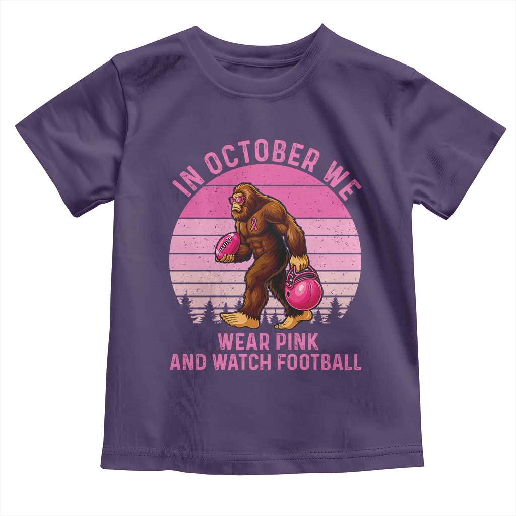 In October We Wear Pink Football Toddler T Shirt Support Breast Cancer Awareness TS12 Purple Print Your Wear