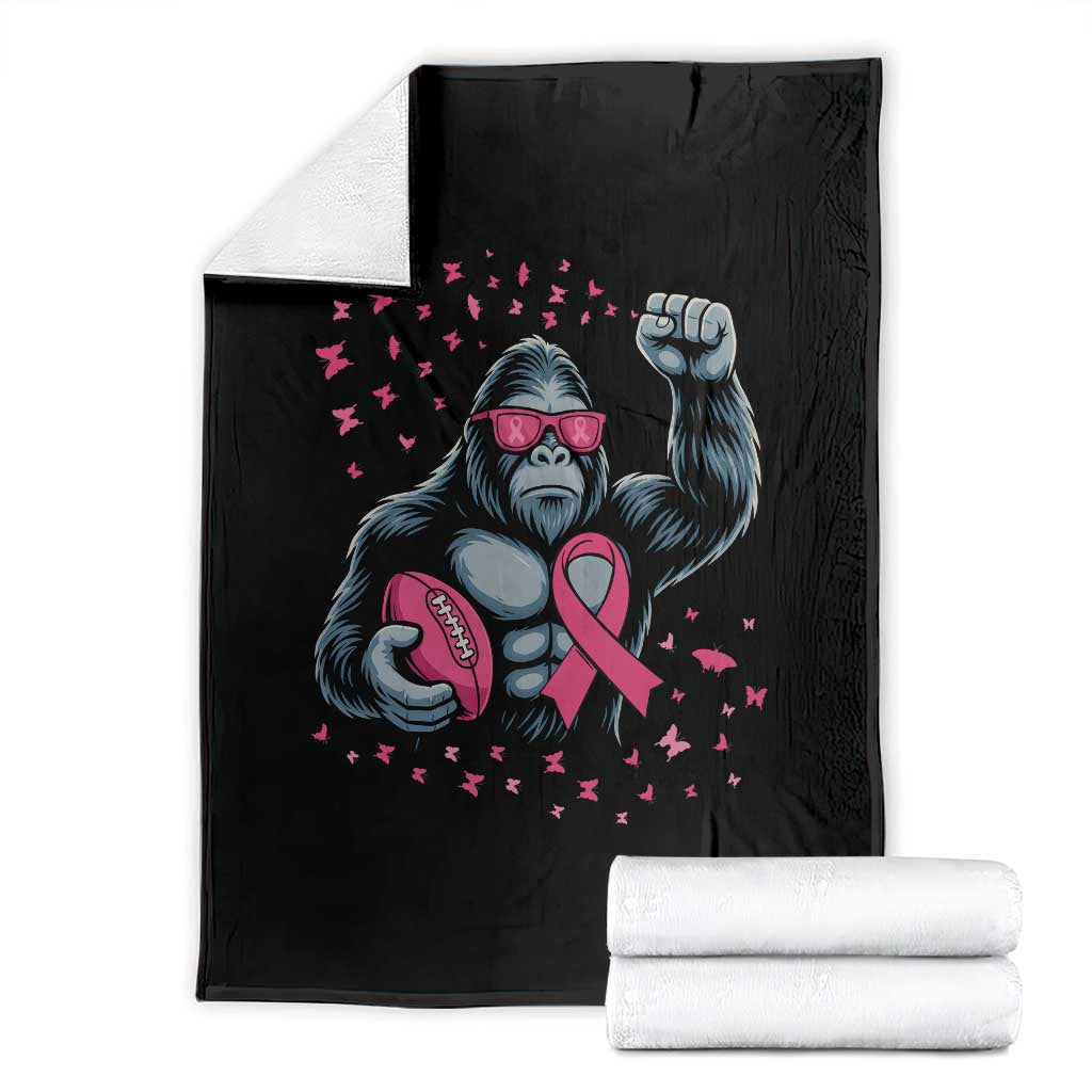 Funny Bigfoot Football Throw Blanket Breast Cancer Awareness Gift TS12 Black Print Your Wear