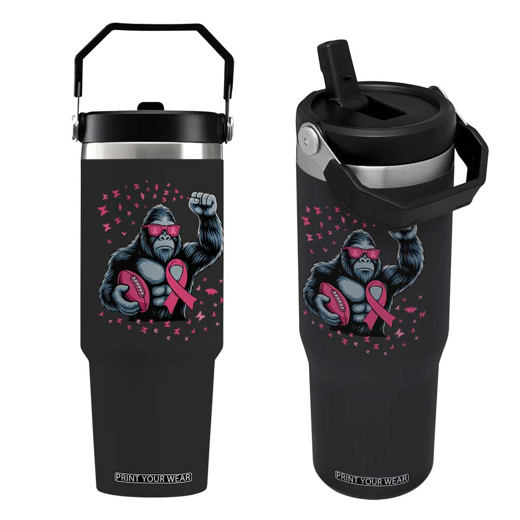Funny Bigfoot Football Flip Straw Tumbler Breast Cancer Awareness Gift TS12 One Size: 30 oz Black Print Your Wear
