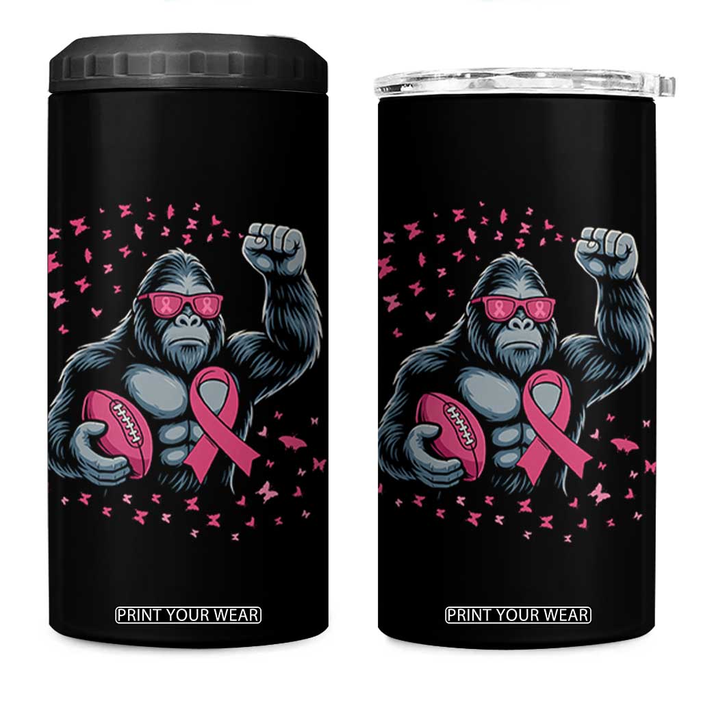 Funny Bigfoot Football 4 in 1 Can Cooler Tumbler Breast Cancer Awareness Gift TS12 One Size: 16 oz Black Print Your Wear