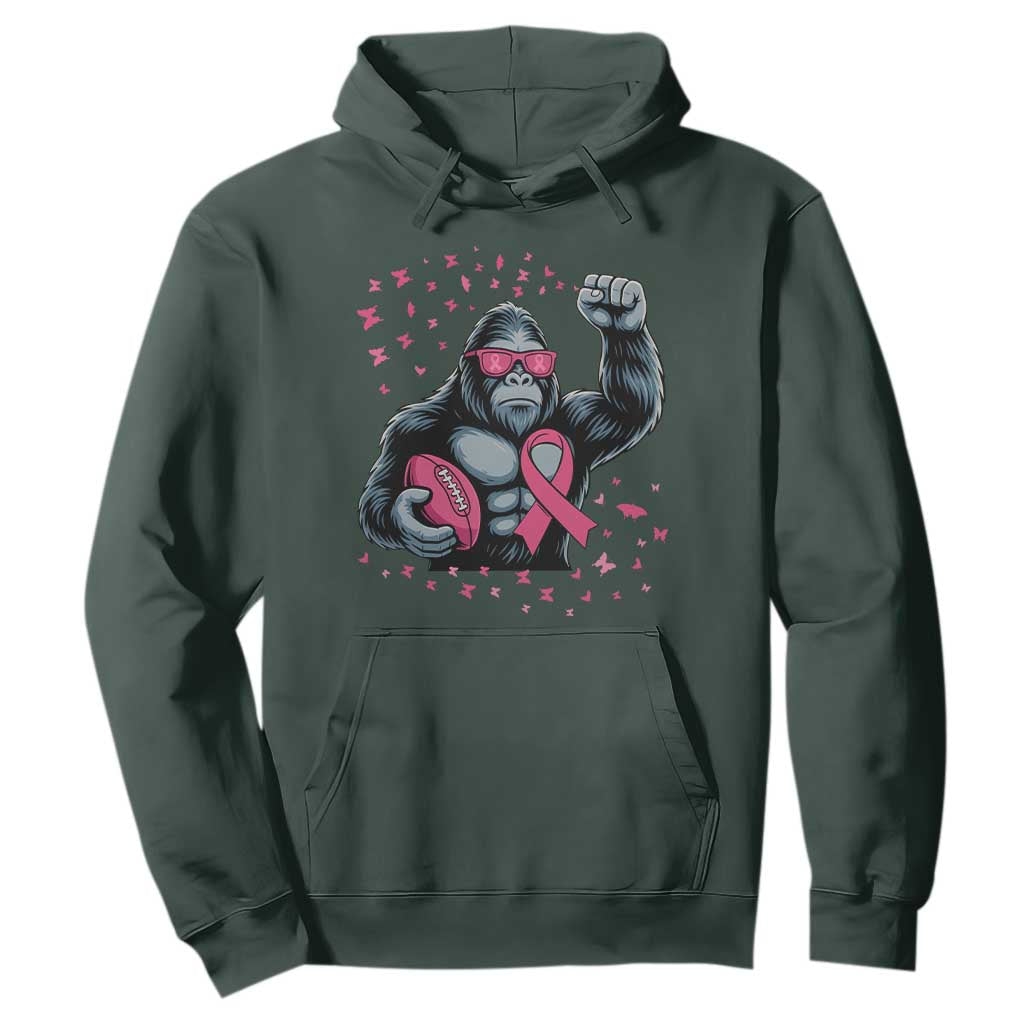 Funny Bigfoot Football Hoodie Breast Cancer Awareness Gift TS12 Dark Forest Green Print Your Wear