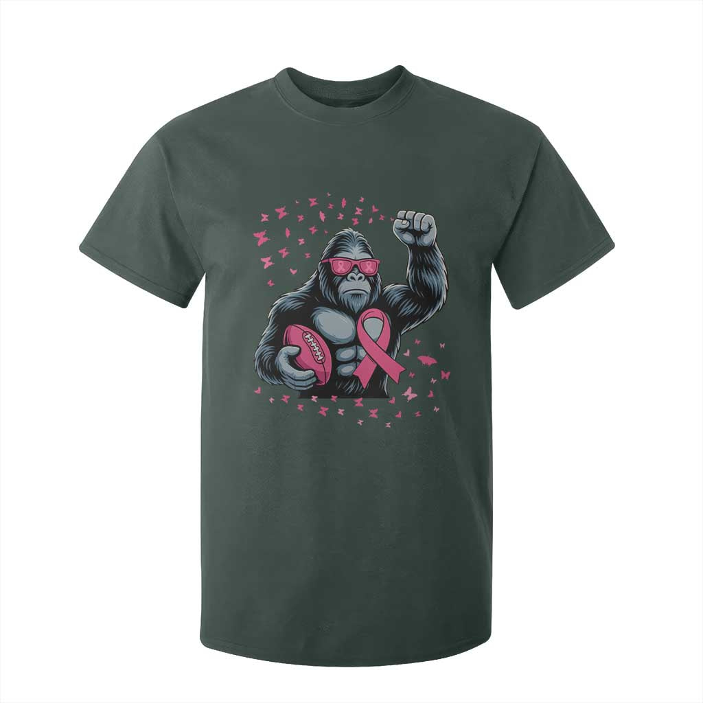 Funny Bigfoot Football T Shirt For Kid Breast Cancer Awareness Gift TS12 Dark Forest Green Print Your Wear