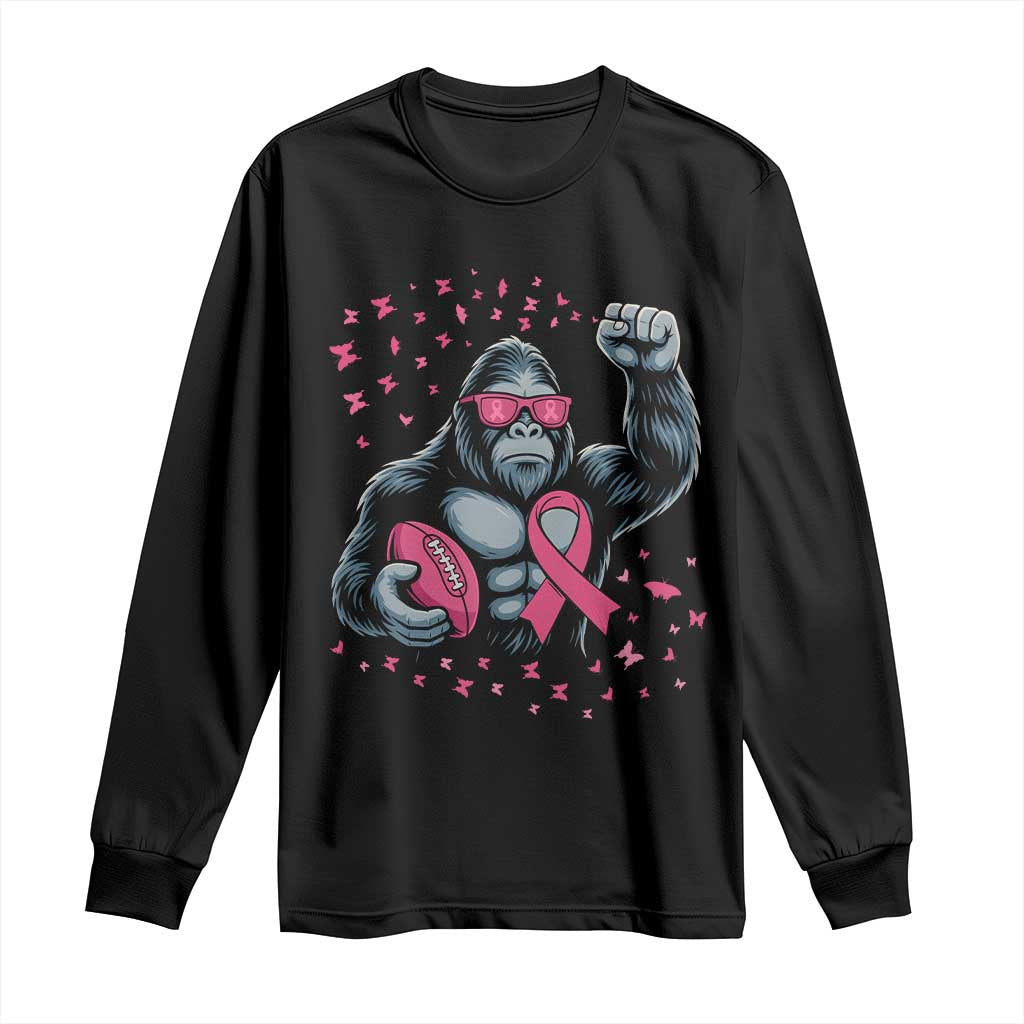 Funny Bigfoot Football Long Sleeve Shirt Breast Cancer Awareness Gift TS12 Black Print Your Wear