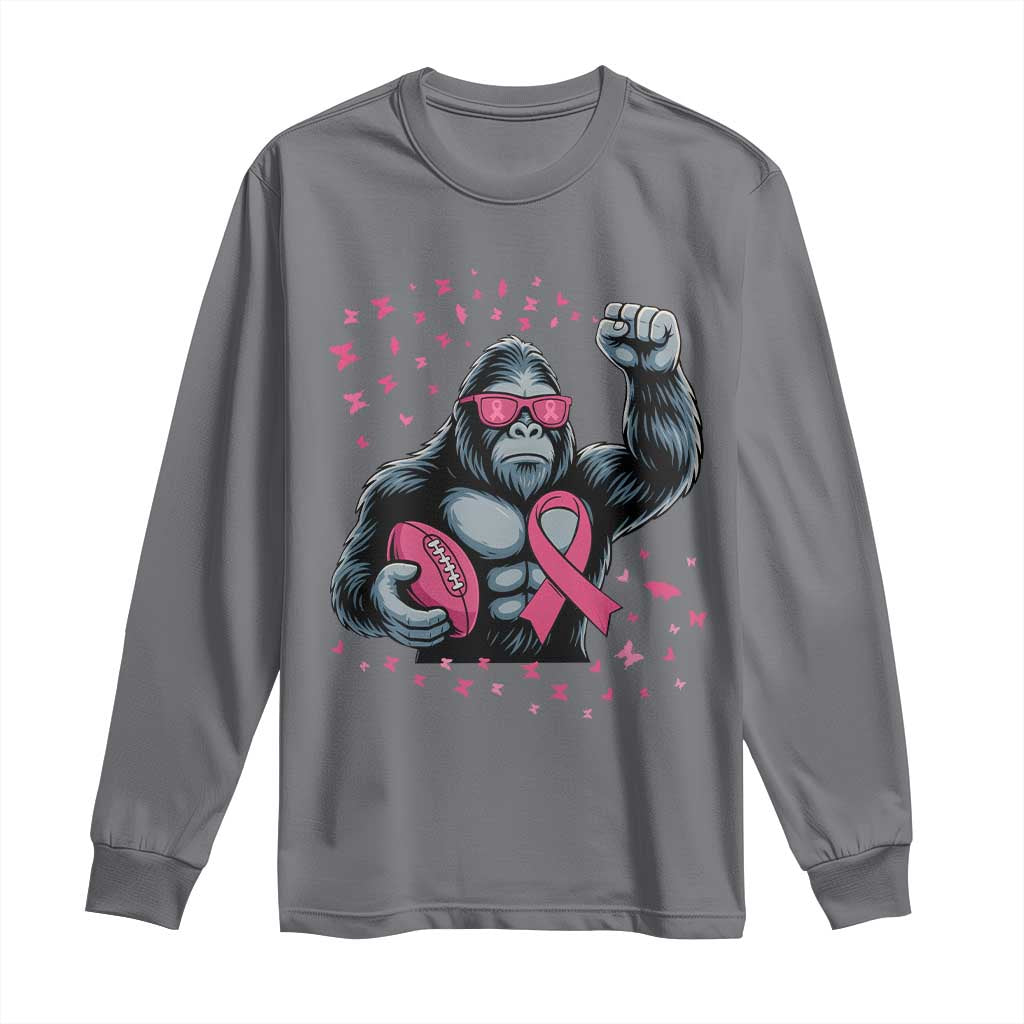 Funny Bigfoot Football Long Sleeve Shirt Breast Cancer Awareness Gift TS12 Charcoal Print Your Wear