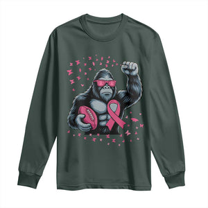 Funny Bigfoot Football Long Sleeve Shirt Breast Cancer Awareness Gift TS12 Dark Forest Green Print Your Wear