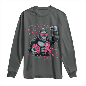 Funny Bigfoot Football Long Sleeve Shirt Breast Cancer Awareness Gift TS12 Dark Heather Print Your Wear