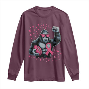 Funny Bigfoot Football Long Sleeve Shirt Breast Cancer Awareness Gift TS12 Maroon Print Your Wear