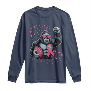 Funny Bigfoot Football Long Sleeve Shirt Breast Cancer Awareness Gift TS12 Navy Print Your Wear