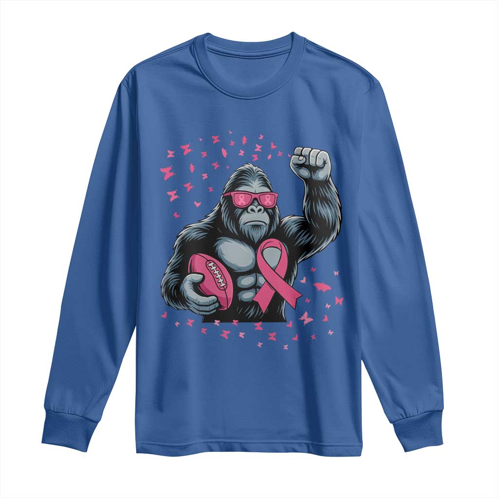 Funny Bigfoot Football Long Sleeve Shirt Breast Cancer Awareness Gift TS12 Royal Blue Print Your Wear