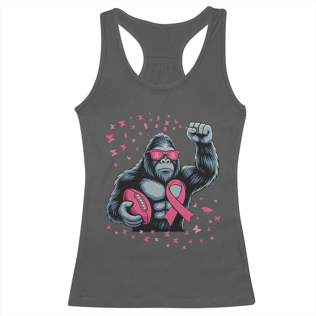 Funny Bigfoot Football Racerback Tank Top Breast Cancer Awareness Gift TS12 Dark Heather Print Your Wear