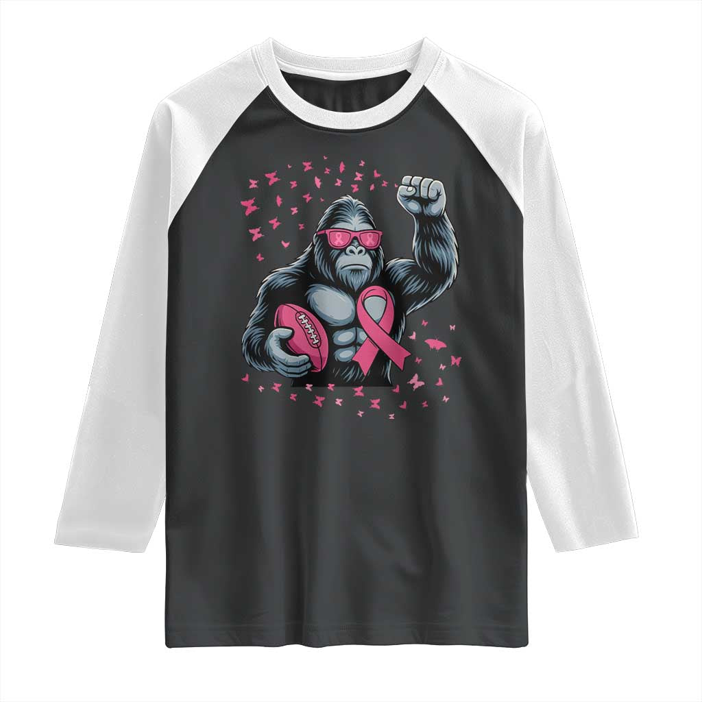Funny Bigfoot Football Raglan Shirt Breast Cancer Awareness Gift TS12 Black White Print Your Wear