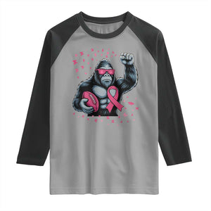 Funny Bigfoot Football Raglan Shirt Breast Cancer Awareness Gift TS12 Sport Gray Black Print Your Wear