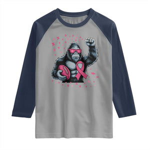 Funny Bigfoot Football Raglan Shirt Breast Cancer Awareness Gift TS12 Sport Gray Navy Print Your Wear
