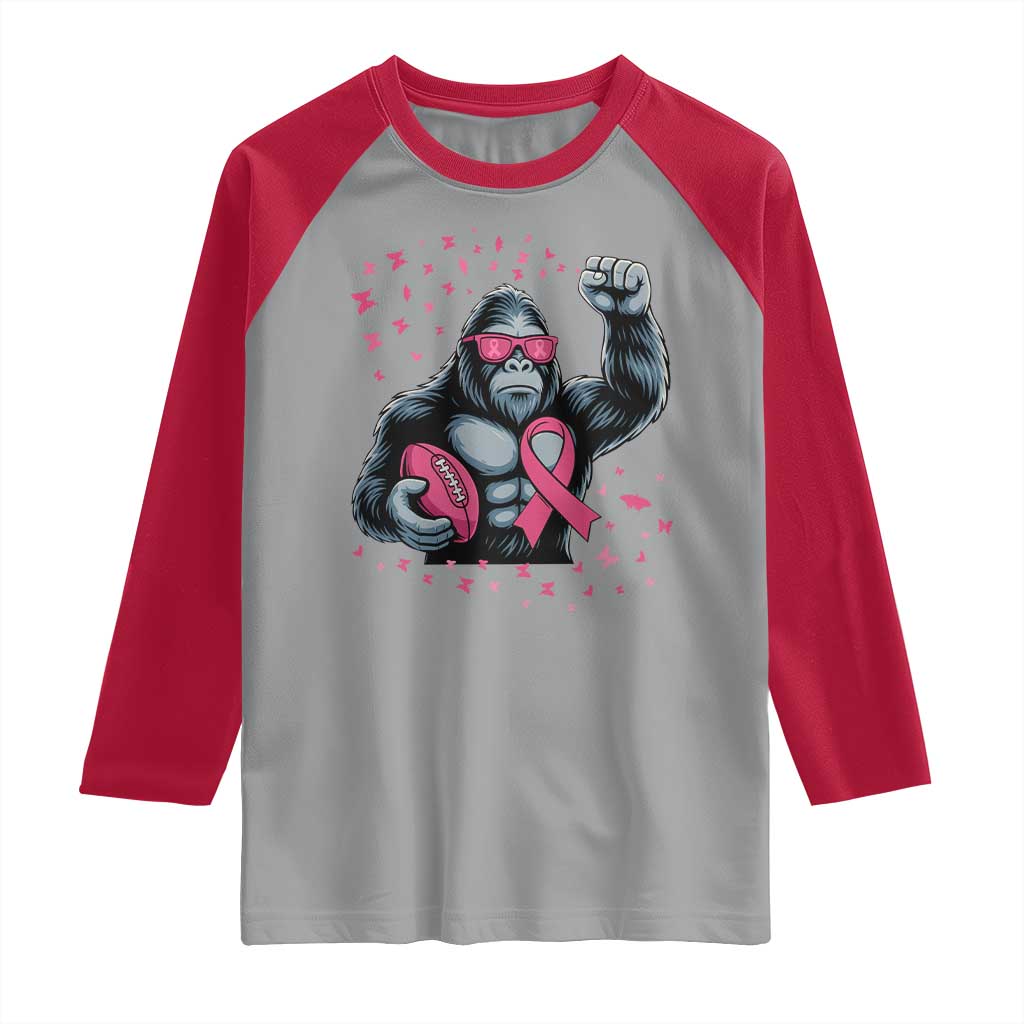 Funny Bigfoot Football Raglan Shirt Breast Cancer Awareness Gift TS12 Sport Gray Red Print Your Wear