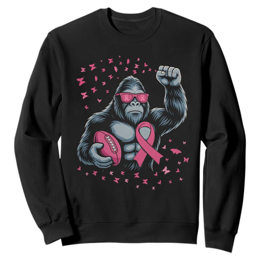 Funny Bigfoot Football Sweatshirt Breast Cancer Awareness Gift TS12 Black Print Your Wear