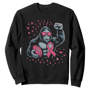 Funny Bigfoot Football Sweatshirt Breast Cancer Awareness Gift TS12 Black Print Your Wear