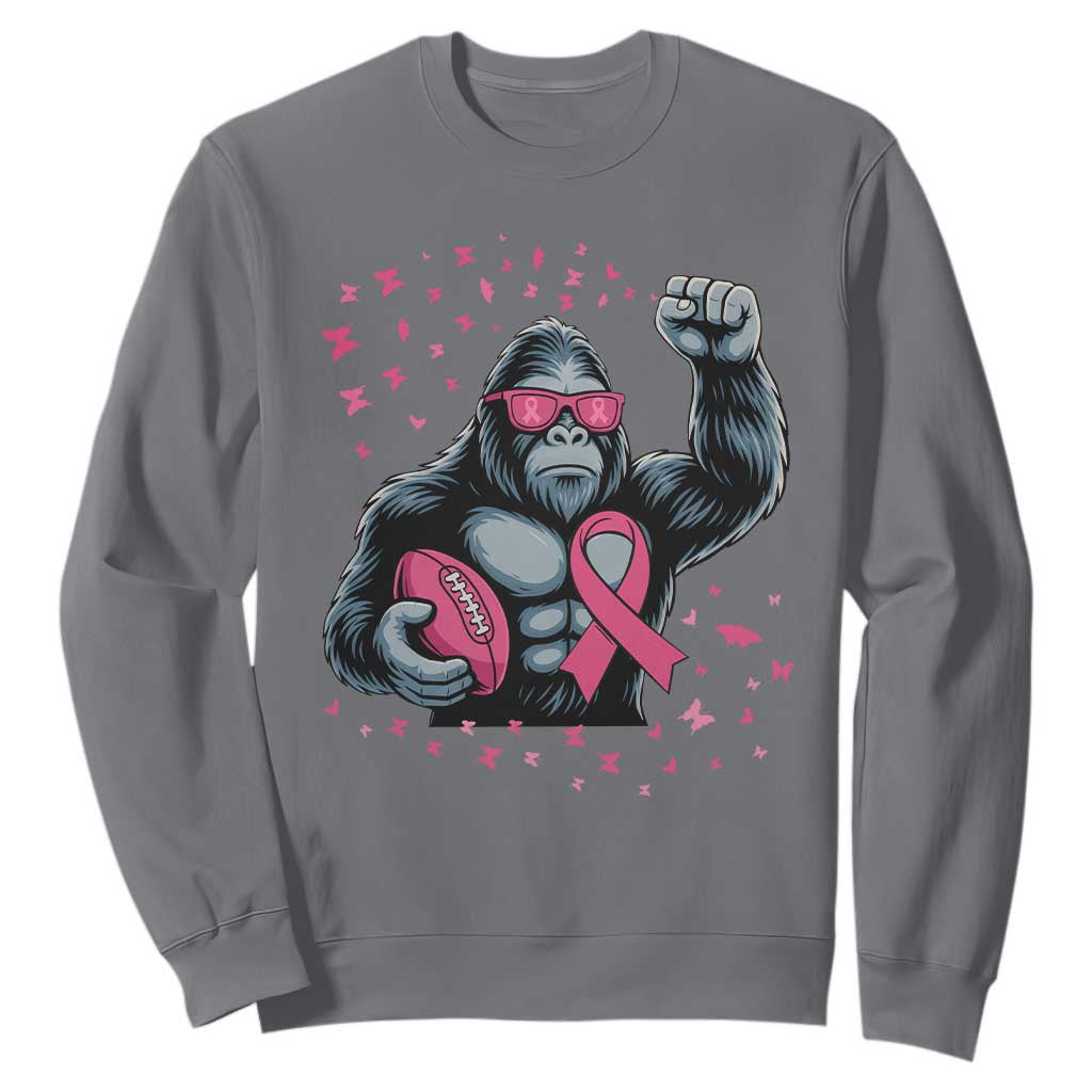 Funny Bigfoot Football Sweatshirt Breast Cancer Awareness Gift TS12 Charcoal Print Your Wear
