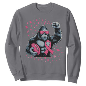 Funny Bigfoot Football Sweatshirt Breast Cancer Awareness Gift TS12 Charcoal Print Your Wear