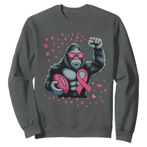 Funny Bigfoot Football Sweatshirt Breast Cancer Awareness Gift TS12 Dark Heather Print Your Wear