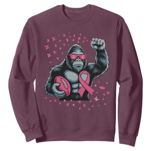 Funny Bigfoot Football Sweatshirt Breast Cancer Awareness Gift TS12 Maroon Print Your Wear