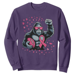 Funny Bigfoot Football Sweatshirt Breast Cancer Awareness Gift TS12 Purple Print Your Wear