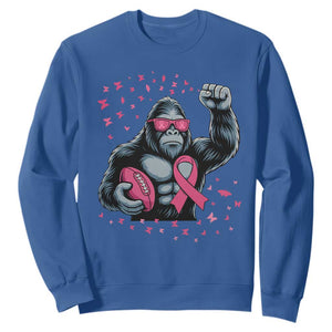 Funny Bigfoot Football Sweatshirt Breast Cancer Awareness Gift TS12 Royal Blue Print Your Wear