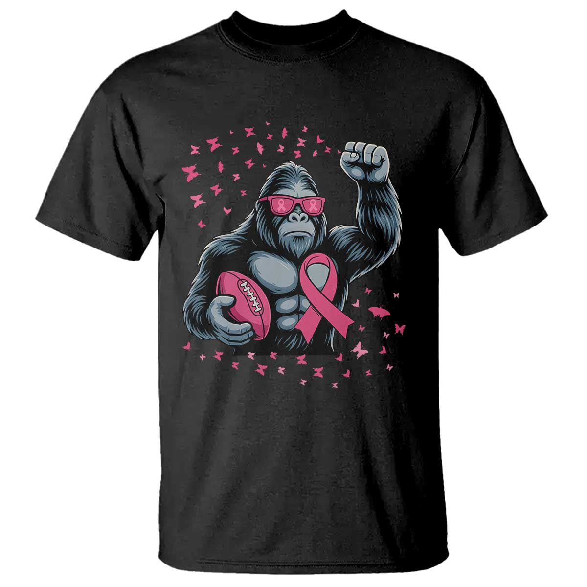 Funny Bigfoot Football T Shirt Breast Cancer Awareness Gift TS12 Black Print Your Wear