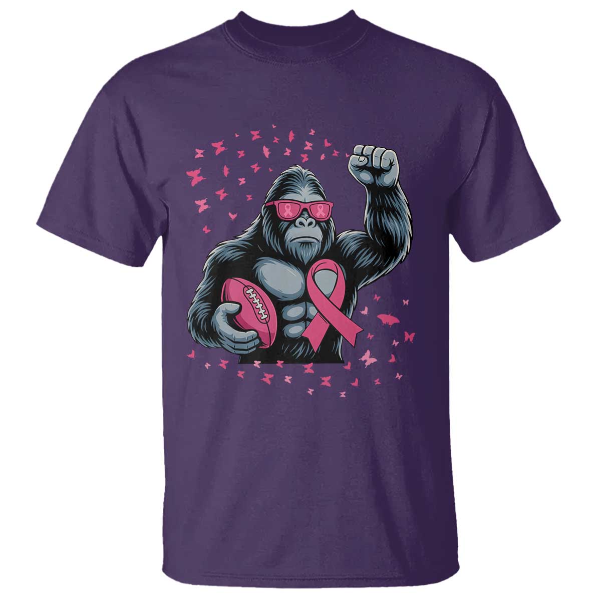 Funny Bigfoot Football T Shirt Breast Cancer Awareness Gift TS12 Purple Print Your Wear