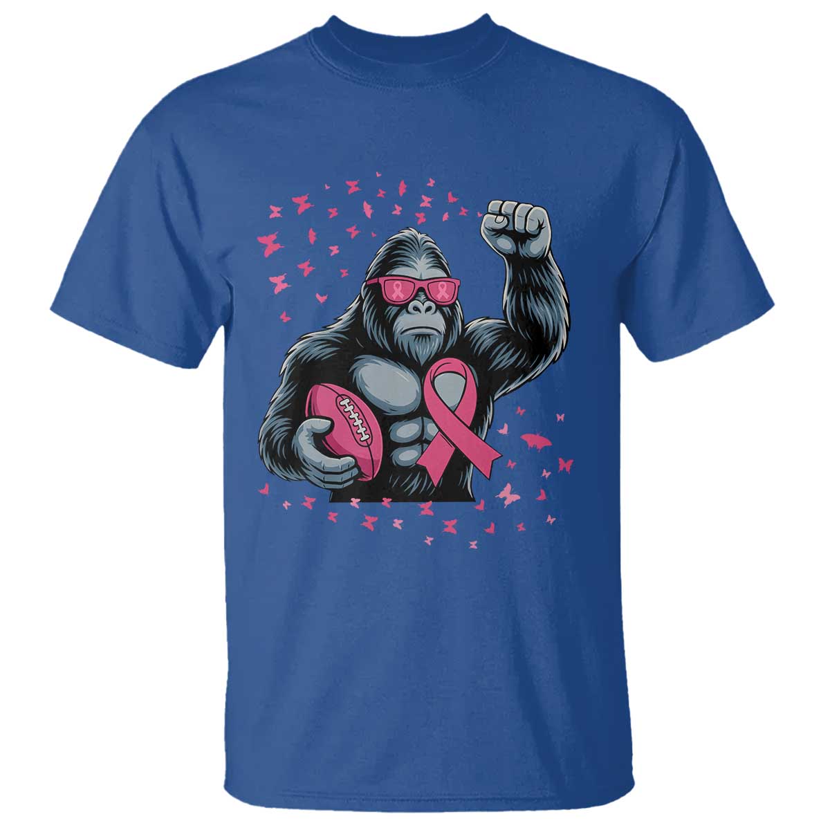 Funny Bigfoot Football T Shirt Breast Cancer Awareness Gift TS12 Royal Blue Print Your Wear