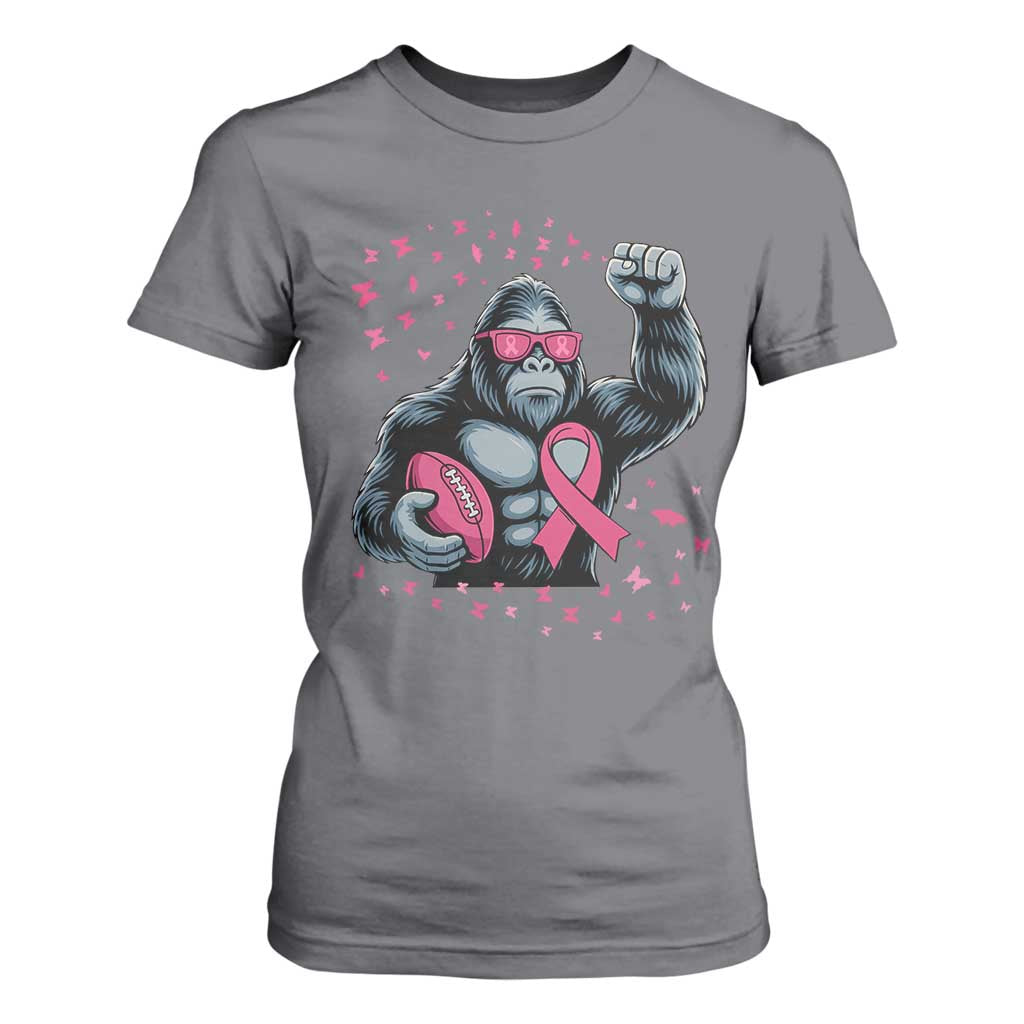 Funny Bigfoot Football T Shirt For Women Breast Cancer Awareness Gift TS12 Charcoal Print Your Wear