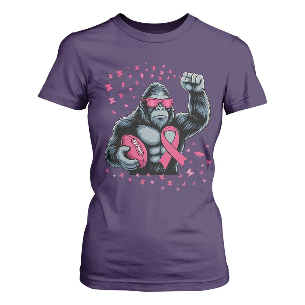 Funny Bigfoot Football T Shirt For Women Breast Cancer Awareness Gift TS12 Purple Print Your Wear