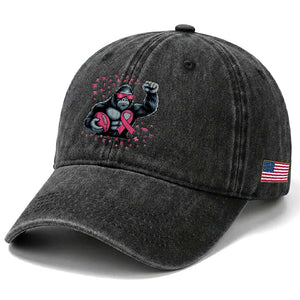 Funny Bigfoot Football Washed Cotton Baseball Cap Breast Cancer Awareness Gift TS12 Print Your Wear