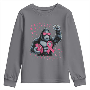 Funny Bigfoot Football Youth Sweatshirt Breast Cancer Awareness Gift TS12 Charcoal Print Your Wear