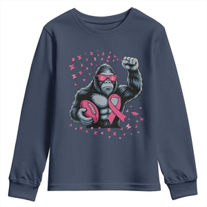 Funny Bigfoot Football Youth Sweatshirt Breast Cancer Awareness Gift TS12 Navy Print Your Wear