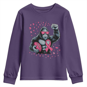 Funny Bigfoot Football Youth Sweatshirt Breast Cancer Awareness Gift TS12 Purple Print Your Wear