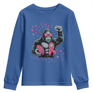 Funny Bigfoot Football Youth Sweatshirt Breast Cancer Awareness Gift TS12 Royal Blue Print Your Wear