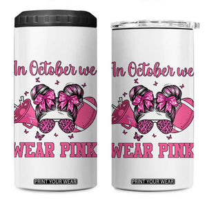 In October We Wear Pink Football 4 in 1 Can Cooler Tumbler Funny Football Awareness Gift TS12 One Size: 16 oz White Print Your Wear