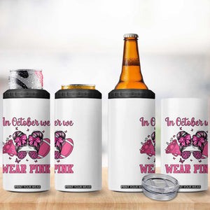 In October We Wear Pink Football 4 in 1 Can Cooler Tumbler Funny Football Awareness Gift TS12 Print Your Wear