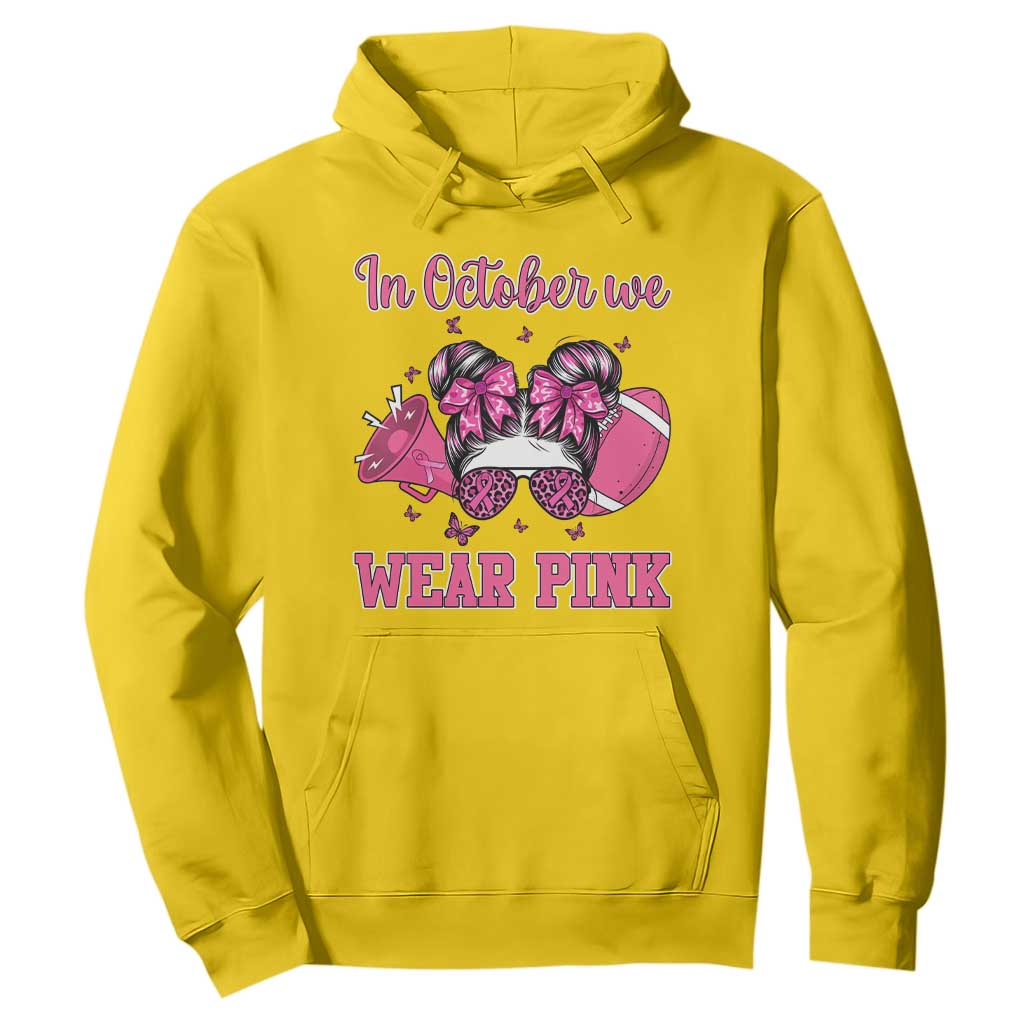 In October We Wear Pink Football Hoodie Funny Football Awareness Gift TS12 Daisy Print Your Wear