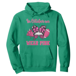 In October We Wear Pink Football Hoodie Funny Football Awareness Gift TS12 Irish Green Print Your Wear