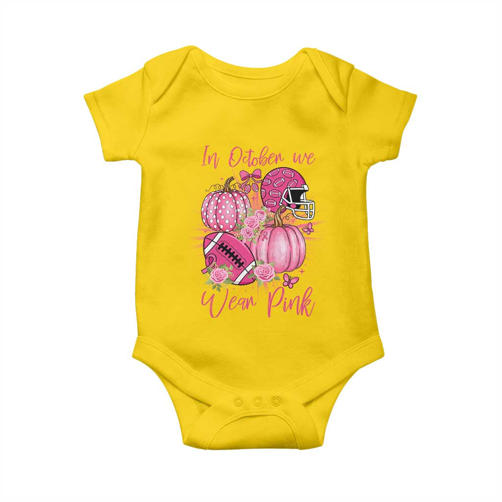 Football Breast Cancer Awareness Baby Onesie In October We Wear Pink Gift TS12 Daisy Print Your Wear