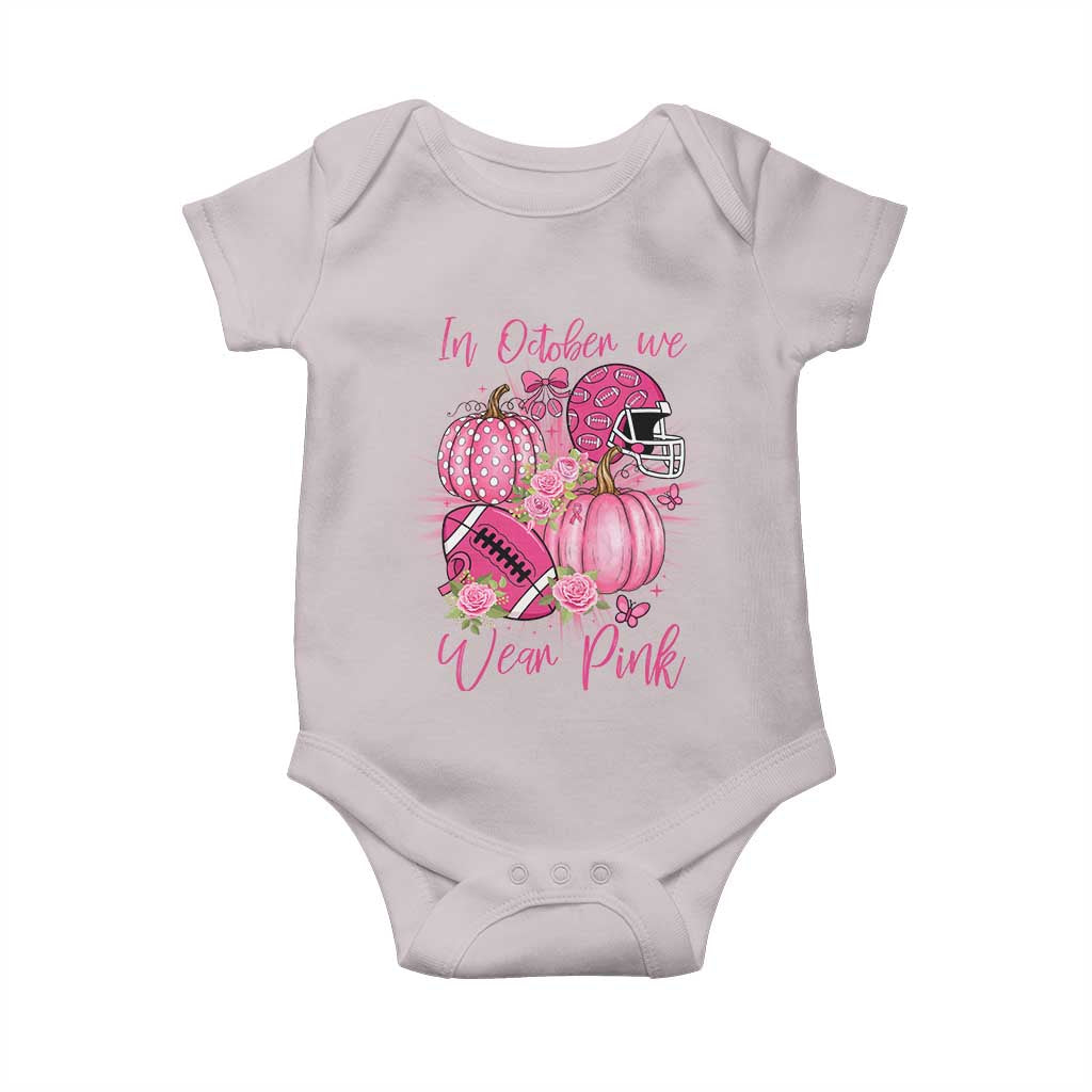 Football Breast Cancer Awareness Baby Onesie In October We Wear Pink Gift TS12 Ice Gray Print Your Wear