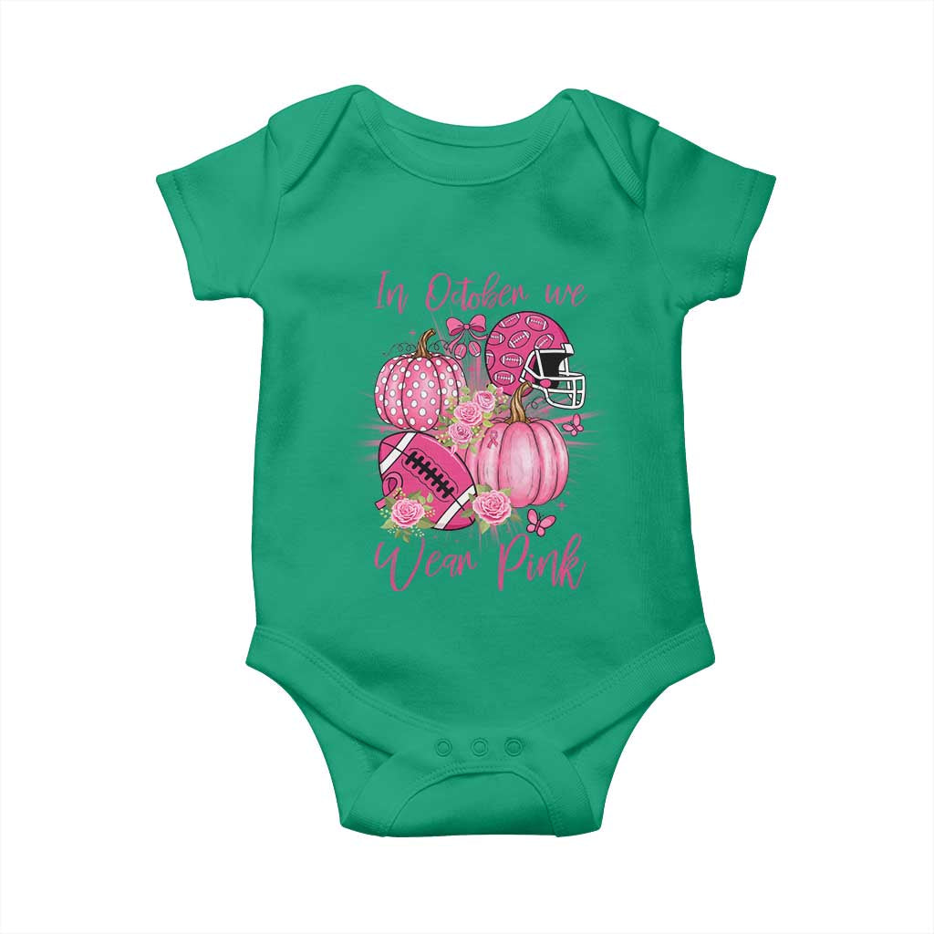 Football Breast Cancer Awareness Baby Onesie In October We Wear Pink Gift TS12 Irish Green Print Your Wear