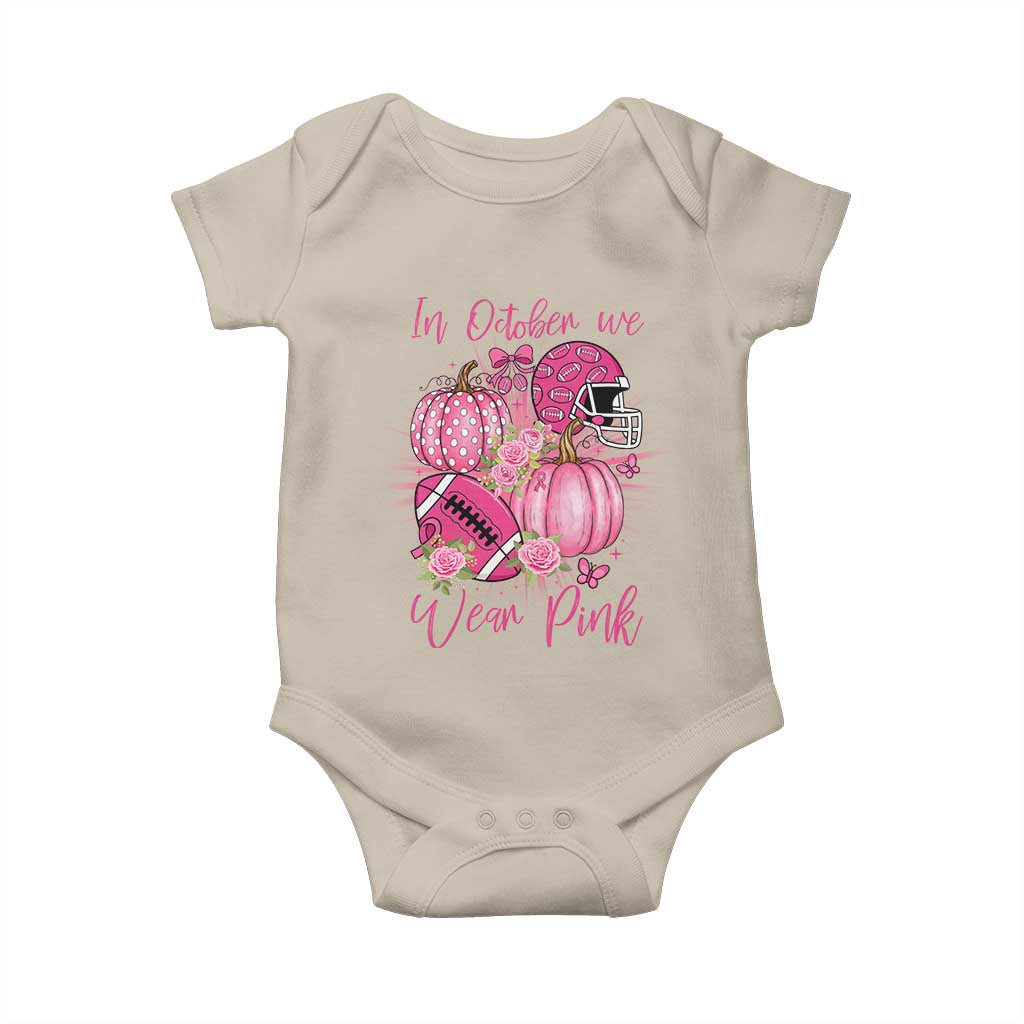 Football Breast Cancer Awareness Baby Onesie In October We Wear Pink Gift TS12 Sand Print Your Wear