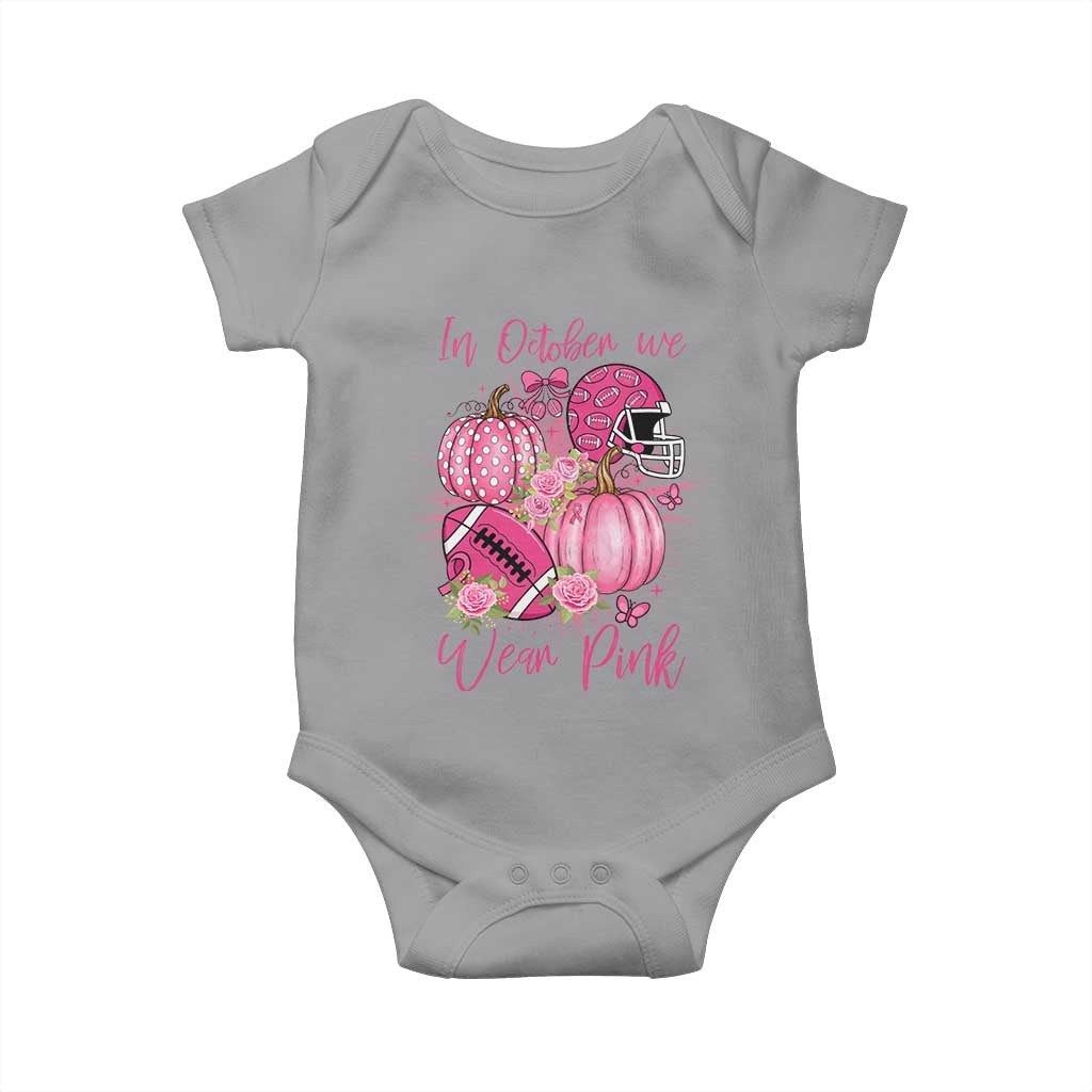 Football Breast Cancer Awareness Baby Onesie In October We Wear Pink Gift TS12 Sport Gray Print Your Wear