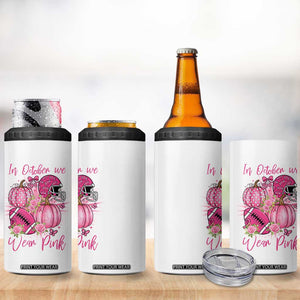 Football Breast Cancer Awareness 4 in 1 Can Cooler Tumbler In October We Wear Pink Gift TS12 Print Your Wear