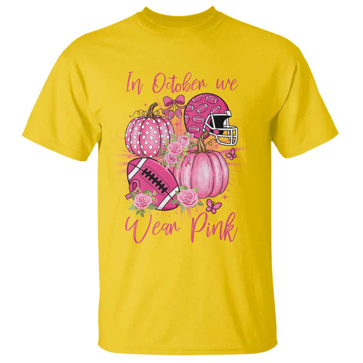 Football Breast Cancer Awareness T Shirt In October We Wear Pink Gift TS12 Daisy Print Your Wear